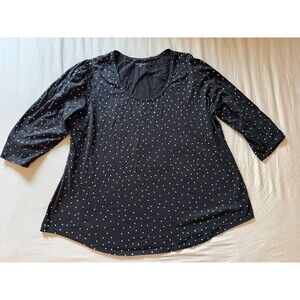 Lane Bryant Softest Touch Foil-Dot Swing Top Black Gold 18/20